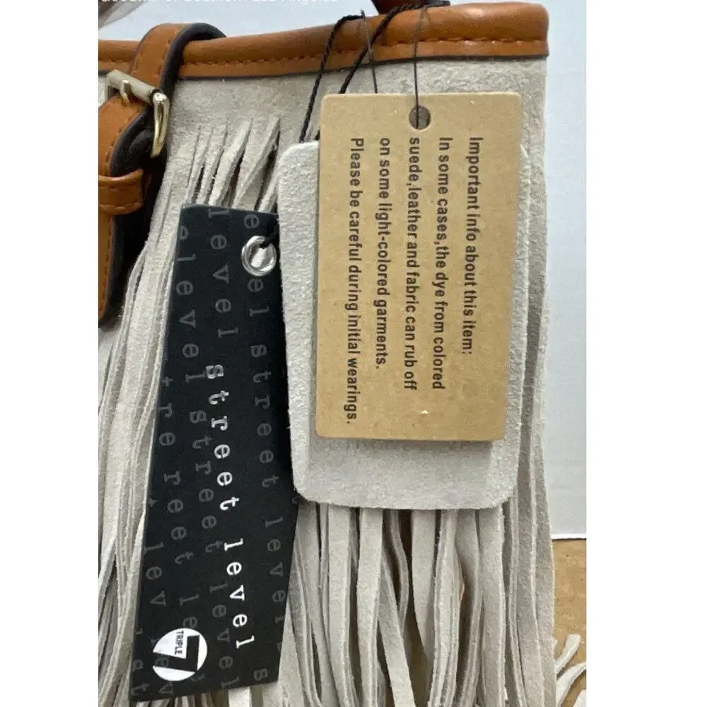 Street Level Leather Fringe Bucket Bag – NWT Festival Boho Western
